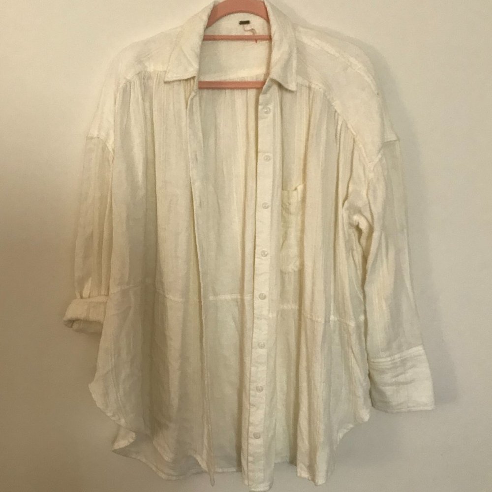 Free People Oversized White Button Up